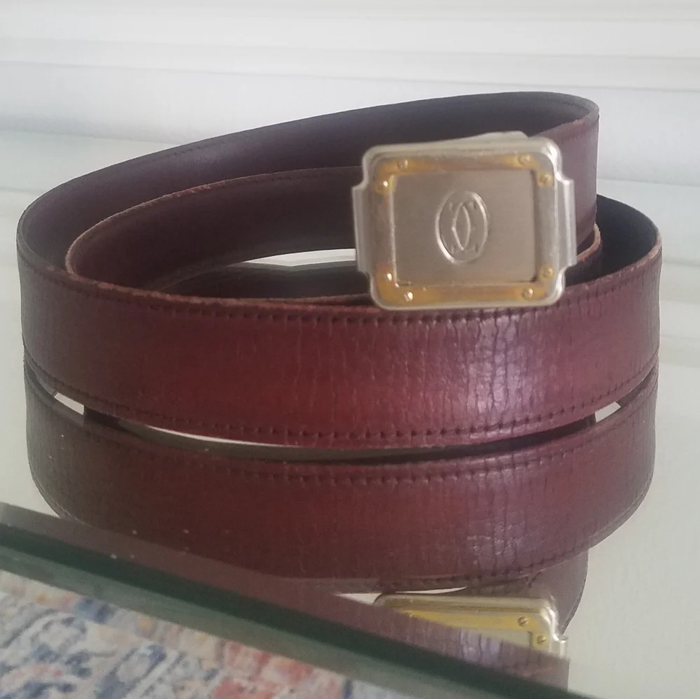 Vintage Cartier Belt Buckle With Original Cartier Mahogany Leather Strap - Picture 4 of 13